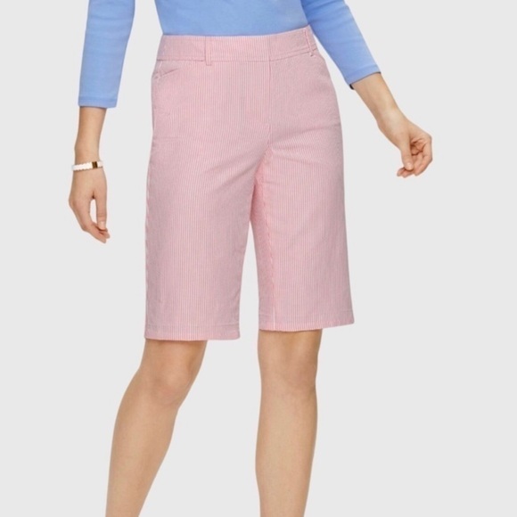 Talbots Pink & White Stripe Perfect Short Size 6. 💯 Cotton - Picture 7 of 7